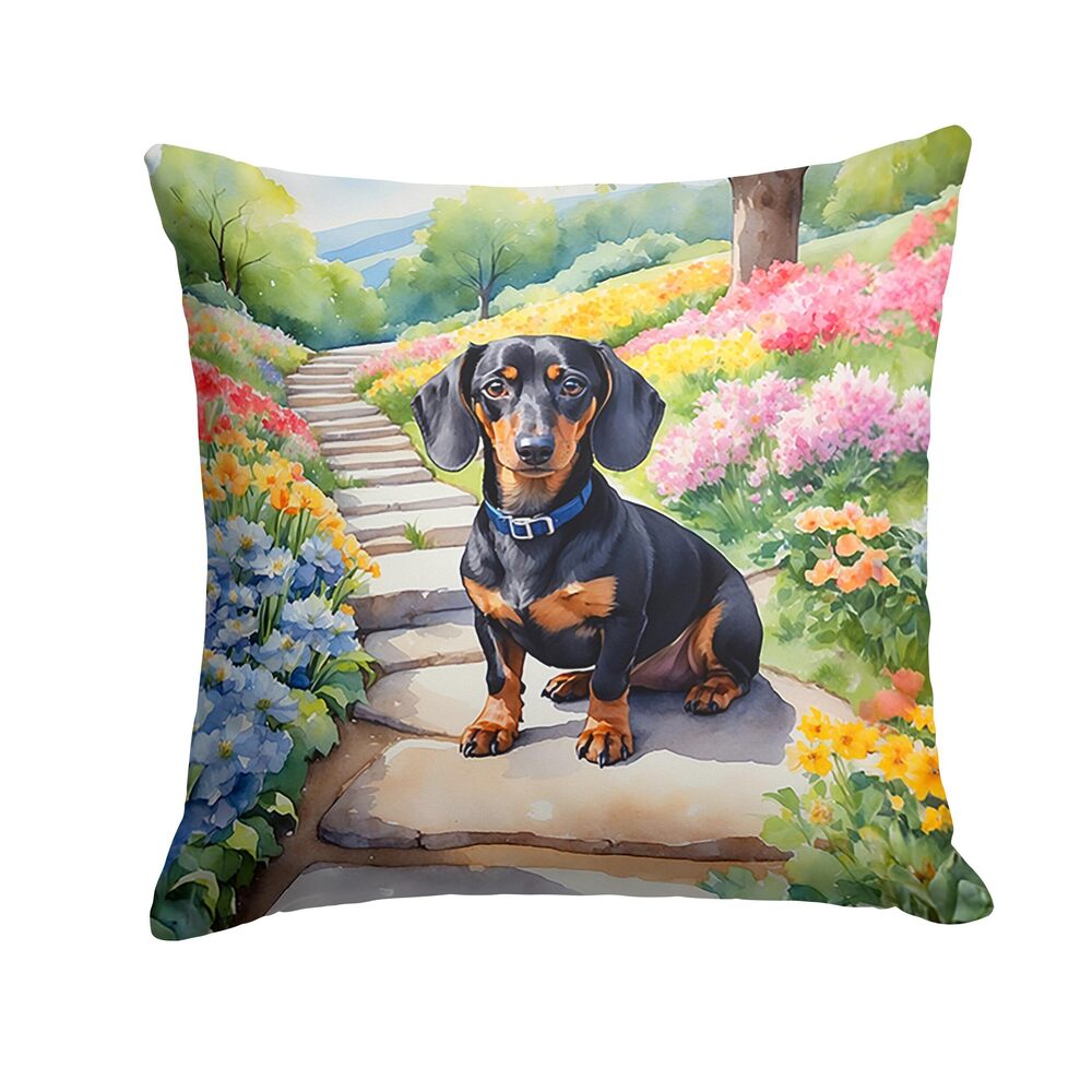 2179 Spring Path Throw Pillow, 18Hx18W, Dachshund 6614